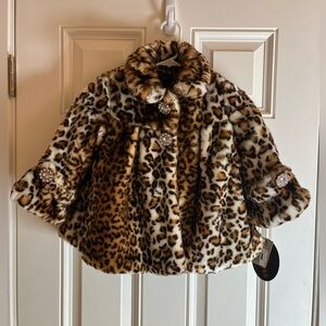 Lilly Patricia Leopard Print Faux Fur Kids Coat.  Size Small.